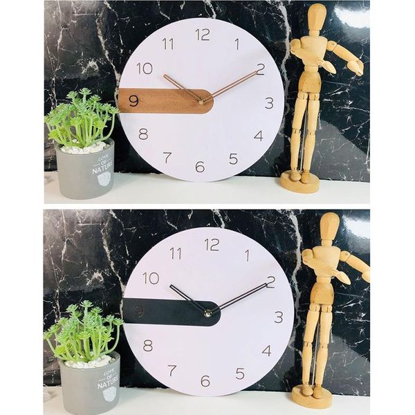 

wood wall clock modern design nordic style silent round 30cm room decoration in stock clocks