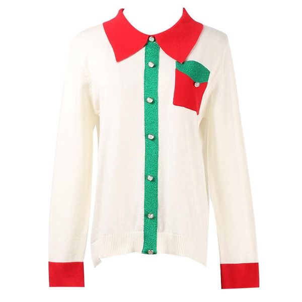 

women's sweaters runway jacket cardigan female 2021 casual lapel single breasted pocket autumn women sweater knitted retro jumper top, White;black