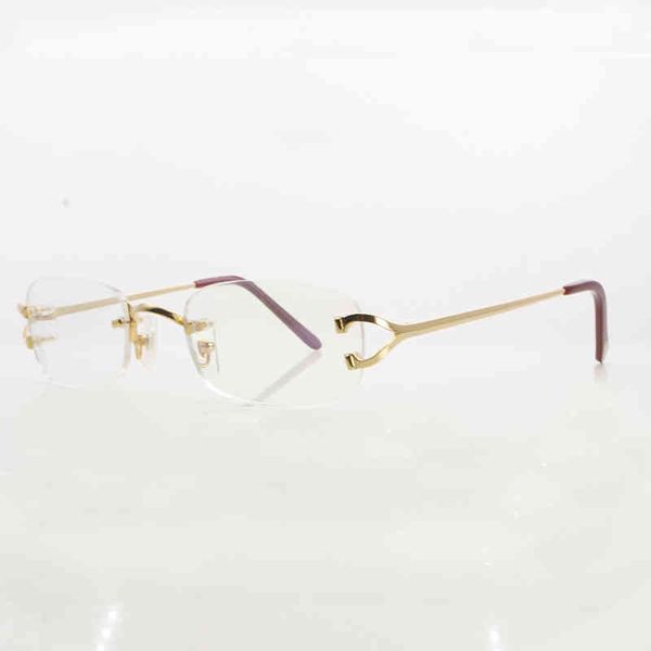 

2022 factory wholesale new vintage for women metal clear rimless optical frame womens glasses designer men accessories 01, White;black