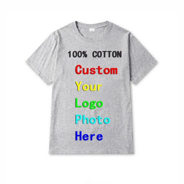 

men's t-shirts custom logo printing personalized solid color text pos clothing ads pure cotton, White;black