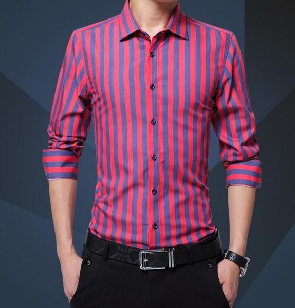 

fashion long sleeve cotton striped shirts men casual men's, White;black
