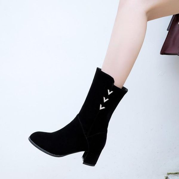

boots plus size -4 women shoes ankle for ladies woman winter round head side zipper, Black