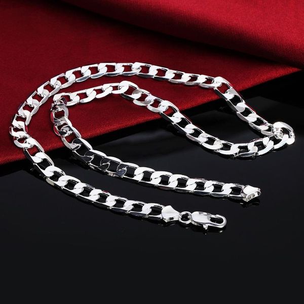 

chains fashion 925 sterling silver necklace sideways men's & women's jewelry multi-size 6mm16``18''20''22&#039