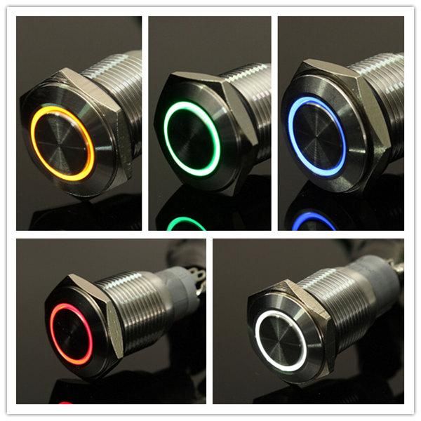 

16mm latching angel eye led push button switch flat head metal illuminated kitchen faucets