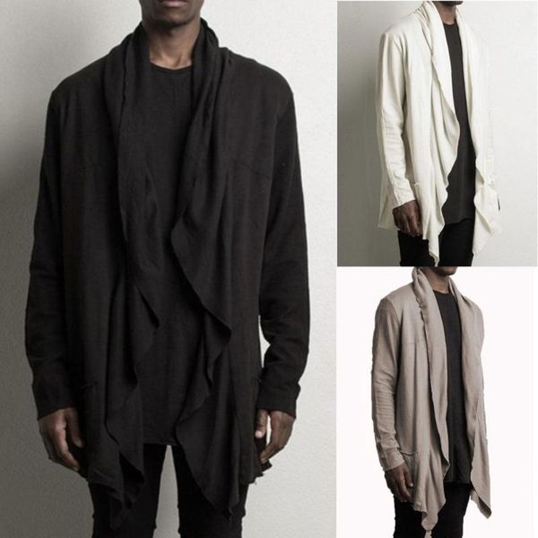 

men's trench coats spring autumn striaght casual warm waterfall long cotton male coat black white khaki jacket outwear, Tan;black