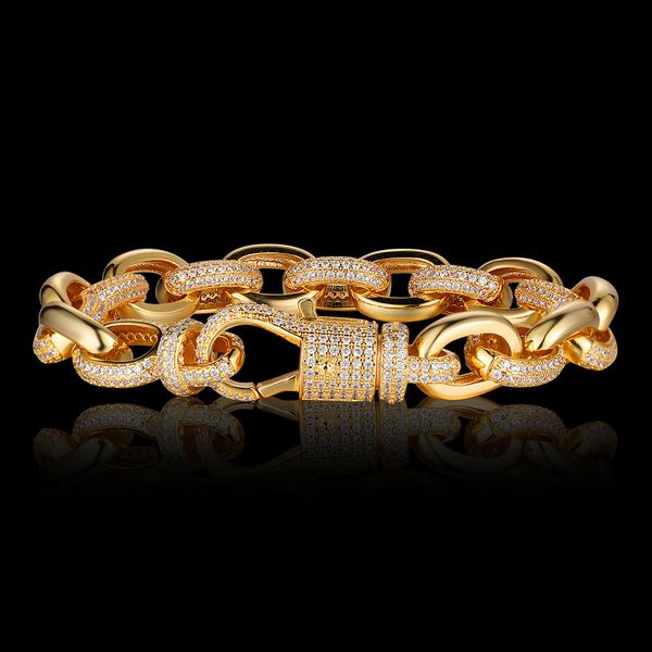 

100% zircon cz hip hop miami cuban link chain 11mm bracelet men dropshipping bling bling iced out street wholesale black jewelry