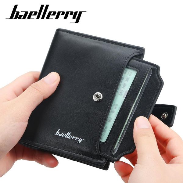 

wallets baellerry brand men's wallet short purse male leather multi-card zipper coin simple fashion men carteira masculina, Red;black