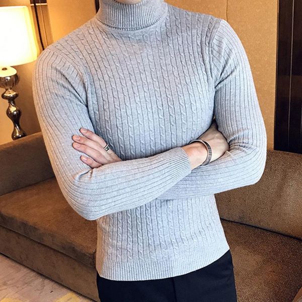 

men's vests casual men winter solid color turtle neck long sleeve twist knitted slim sweater sweaters pullover knitwear, Black;white