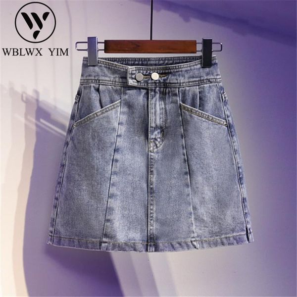 

skirts summer plus size 5xl womens high waist denim short fashion pocket a-line jeans skirt women casual loose mini, Black