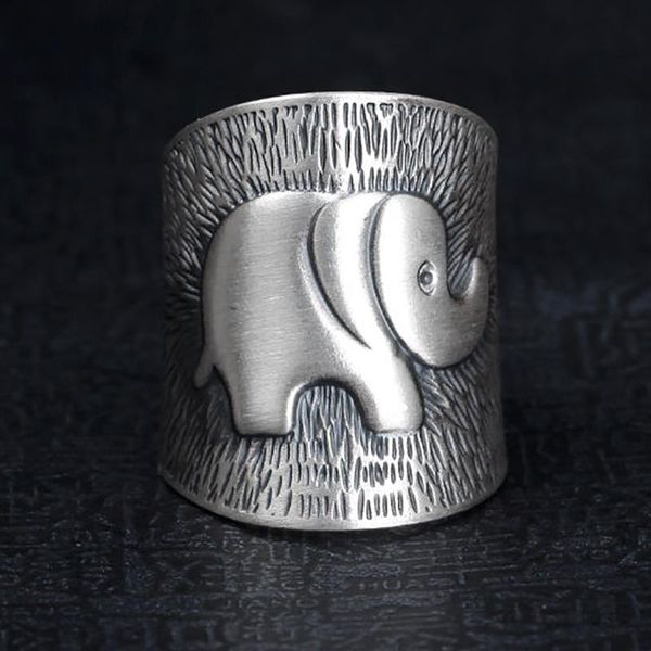 

cluster rings vintage thai handmade original elephant shape without mosaic opening adjustable ladies ring silver jewelry, Golden;silver
