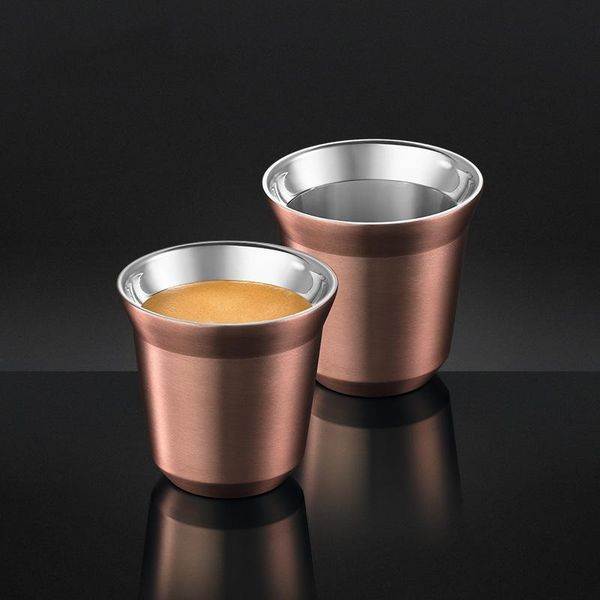 

mugs 80ml 160ml set of 2, espresso double wall stainless steel cups set,insulated coffee last for years easy clean