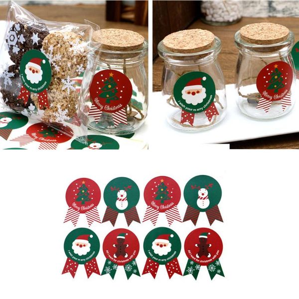 

christmas diy label stickers santa claus snowman baking cookie candy package sealing gift packaging home decoration f1 wrap