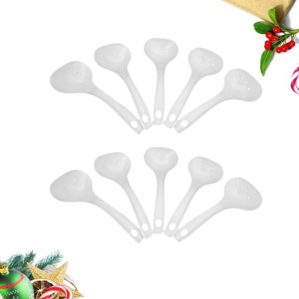 

spoons 10pcs long handle soup scoop kitchen ladles flour spoon for eating porridge (white)