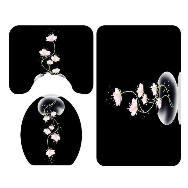 

toilet seat covers 3 in 1 romantic lotus printing pattern bathroom mat set anti-slip washroom carpet lid cover for home el (sy29
