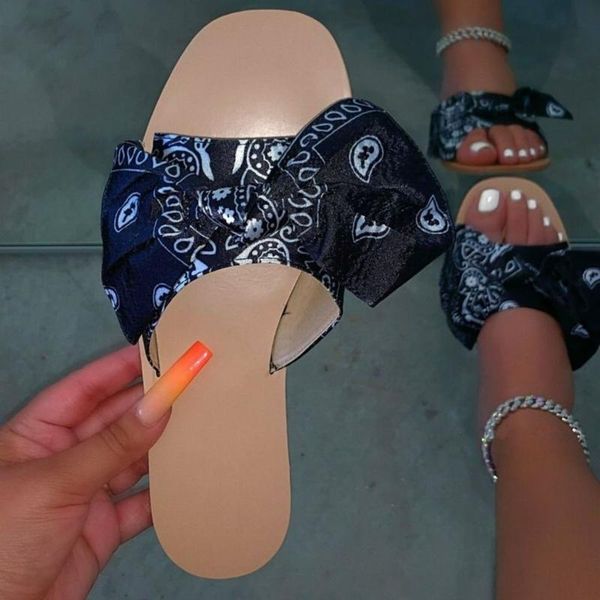

bowknot casual women's slippers, home outdoor beach elegant sandals slippers women shoes fluffy#, Black