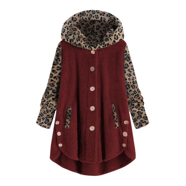 

women's jackets -selling winter leopard print outwear double-sided fleece sweater fashion mid-length korean coat, Black;brown