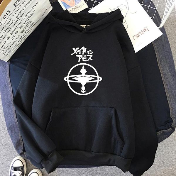 

women's hoodies & sweatshirts made in abyss anime hoodie oversized pullovers sweatshirt for teens cartoon aesthetic winter clothes wo, Black