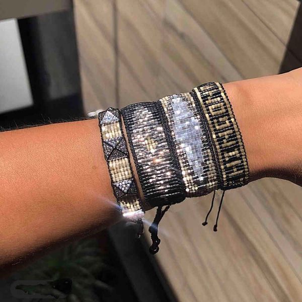

bluestar 2021 fashion jewelry women miyuki bead bracelets turkish eye pulseras mujer handmade woven armband, Golden;silver