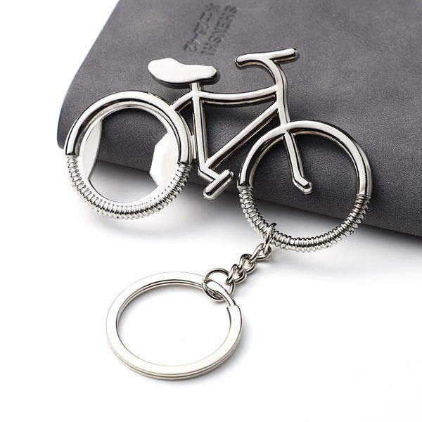 

wholesale metal beer bicycle key rings opener retro bike keychain for women man bag pendant creative jewelry gift for cycling, Silver