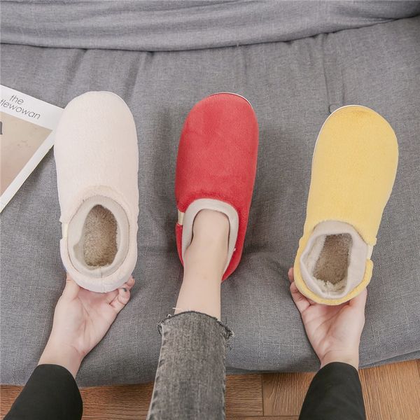 

sandals woman slippers winter shoes for women 2cm heel home with plush keep warm beige red 36-41 iny6, Black