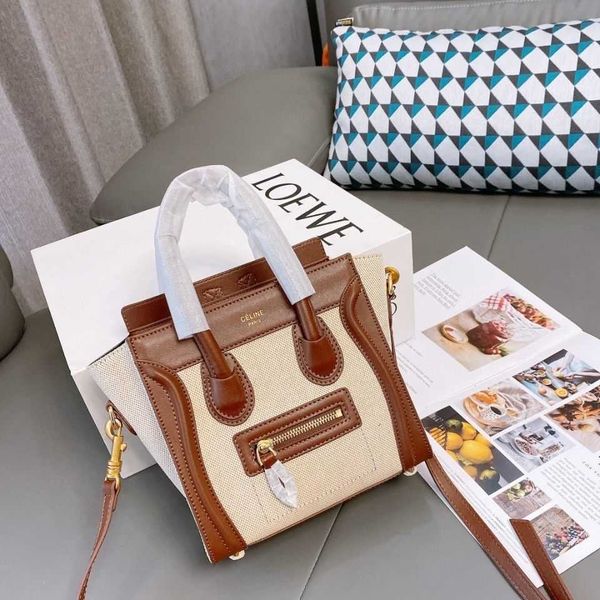 

ce smile face bag embarrassing leather contrast color portable one shoulder messenger shopping women's zly