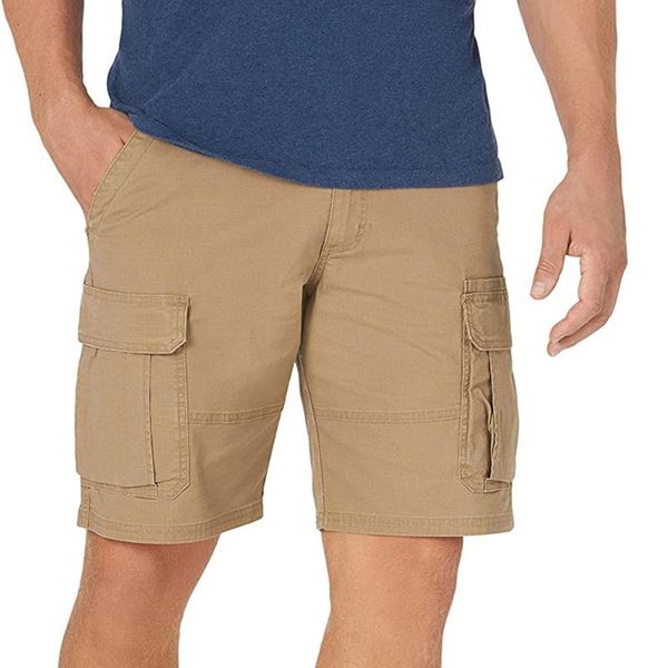 

summer men's fashion casual tooling short pants male loose multi-pocket zipper trousers solid color elastic waist shorts, White;black