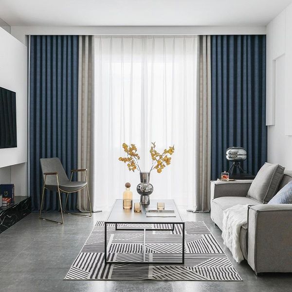 

curtain & drapes nordic cotton and linen imitation texture high shading solid color high-end curtains for living room bedroom