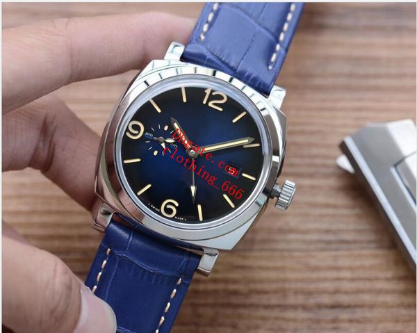 

luxury watch radi0mir gmt mechanical automatic 45mm p am00687 316l steel blue leather strap fashion men's watches wristwatches, Slivery;brown