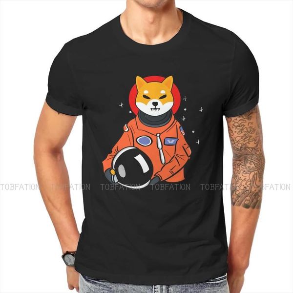 

men's t-shirts crypto shiba inu coin astronaut t shirt classic graphic summer plus size cotton tees harajuku o-neck tshirt, White;black