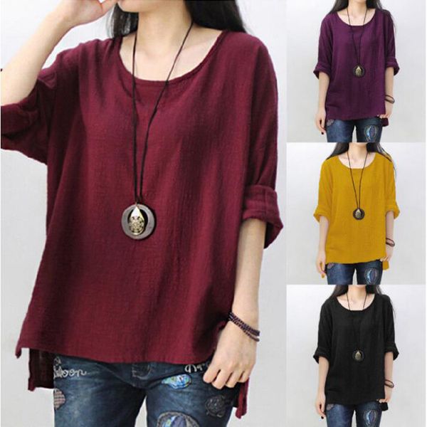 

loose base shirt cotton linen women's t-shirt, White