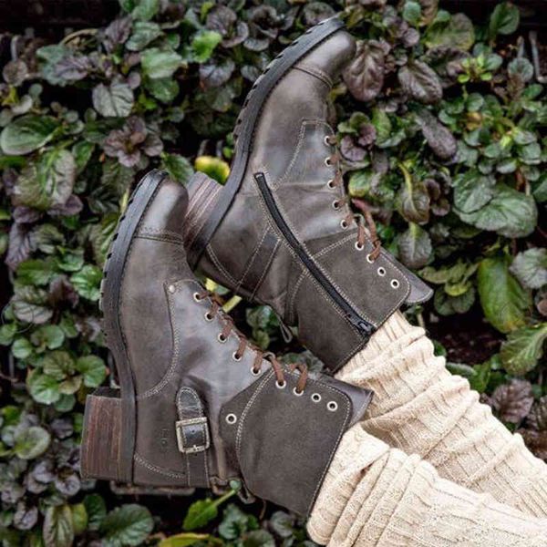 

boots ladies winter pu leather female low heel patchwork zipper cross tied sewing autumn ankle p8ml, Black