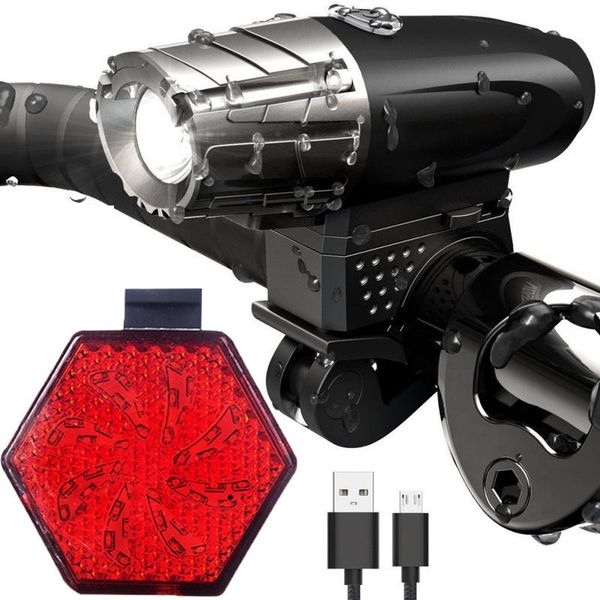 

bike lights watrproof bicycle front/back usb rechargeable cycling warning light set super bright front /rear