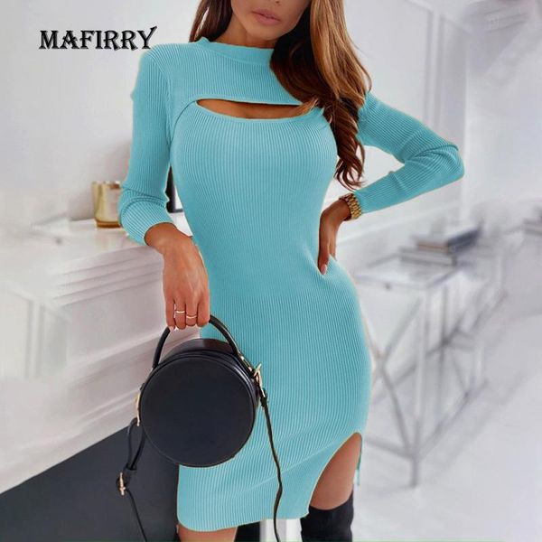 

casual dresses femme autumn round neck dress sheath style full sleeve hollow out elegant women slim fit hole design solid, Black;gray