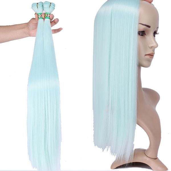 

22 inch kinky straight hair bundles remy high temperature synthetic hair extensions colorful long ponytail for black women