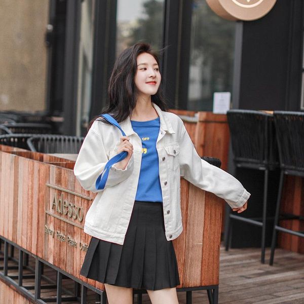 

women's jackets women sweet white denim purple casual female preppy style short jean jacket ladies spring autumn long sleeve coat, Black;brown