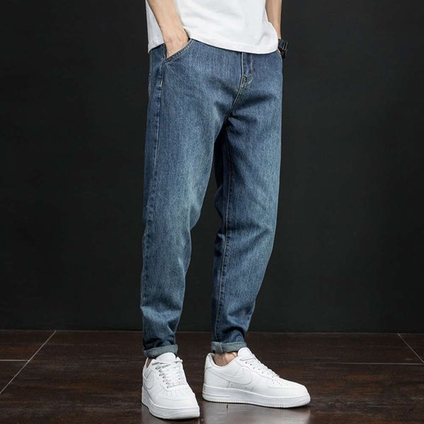 

men's jeans spring 9-point 2021 loose large blue pants fat little feet harem fashion ebqy