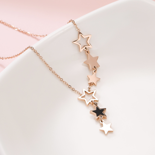 

chains 316l stainless steel hollow out star pendant charms chain choker necklace for women fashion fine anti-allergic jewelry san574, Silver