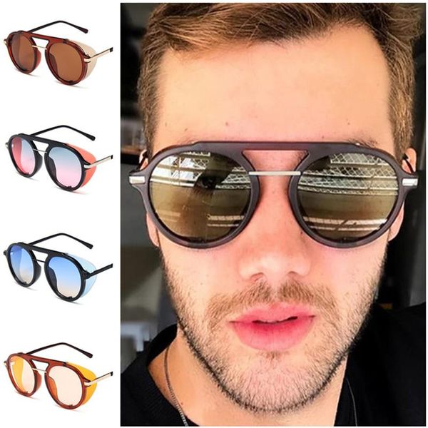 

sunglasses fashion men punk round sun glasse goggles anti-uv spectacles color frame eyeglasses ornamental a++, White;black
