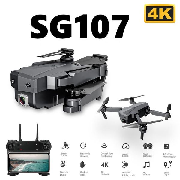 

drones sg107 rc drone mini 4k dual camera wifi fpv quadcopter video real-time transmission helicopter toys vs e58 e88 v4 toy