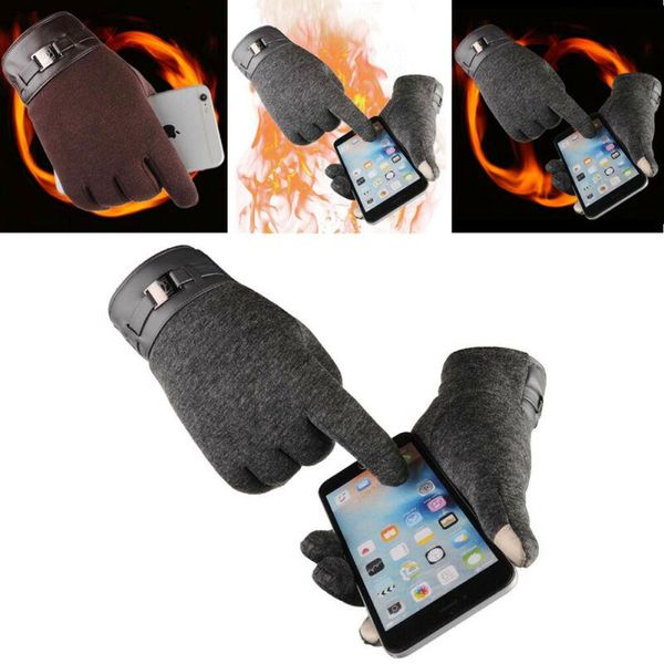 

cycling gloves autumn winter warm men's women's full-finger touch screen cashmere hiking fishing trip ski, Black