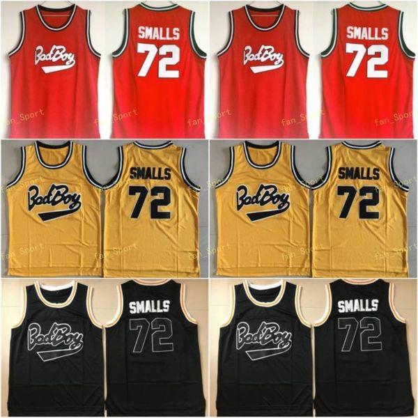 Biggie SMALLS #72 BAD BOY Notorious Big Movie Jersey Herren 100 % Ed Basketball-Trikots Günstige Gelb Rot Schwarz Mischungsauftrag