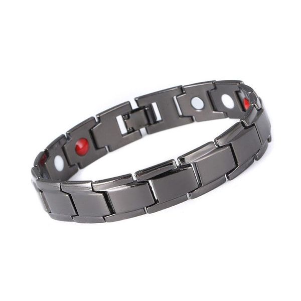 

link, chain magnetic therapy bracelet for men women hematite braclet energy healing health care jewelry, Black