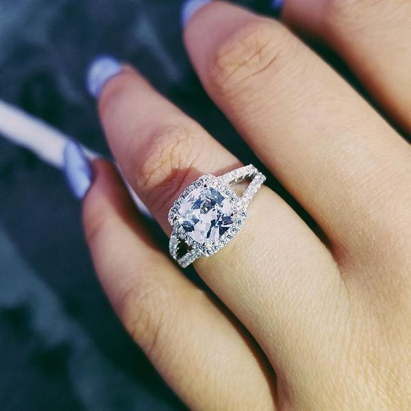

cluster rings christmas engagement ring finger anel joyas 925 sterling silver zirconite for women wedding fashion jewelry r1521, Golden;silver