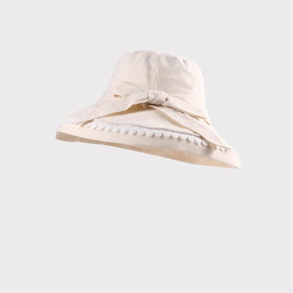 

wide brim hats 2021 cotton fashion joker solid color lace bowknot bucket hat fisherman outdoor travel sun cap for women 211, Blue;gray