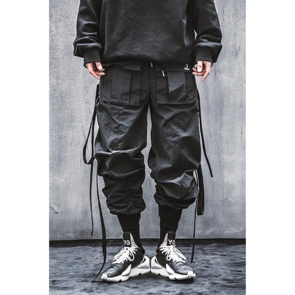 

streetwear techwear cool jogger pants men men's, Black