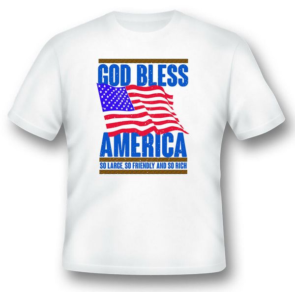 

god bless america 2 flag black or white tee shirt, White;black