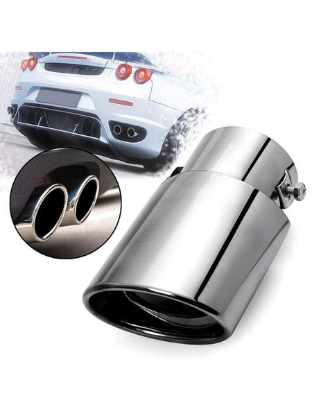 

manifold & parts car muffler stainless steel two-layer exhaust durable tip straight tailpipe fits for most cars trucks universal