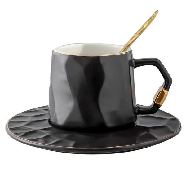 

mugs luxury set of high-end ceramic cups and saucers with european concavo-convex pattern, an exquisite gift for mothers friends