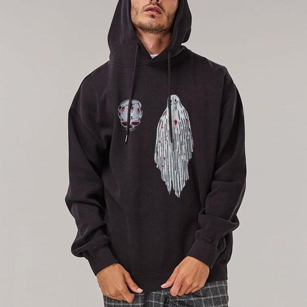 

men's hoodies & sweatshirts loose fashion printed sweater 2021 autumn winter hooded casual coat, Black