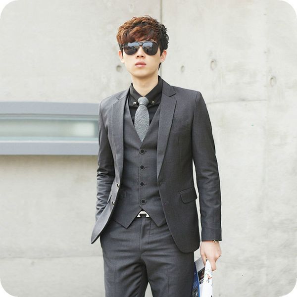 

men's suits & blazers italian grey men wedding groom tuxedos custom made man blazer masculino jacket pants vest 3 piece ternos g56, White;black
